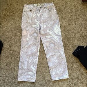 LOGO by Lori Goldstein Purple Patterned Jeans